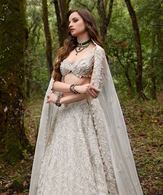 White embroidery Organza Lehenga Set 3