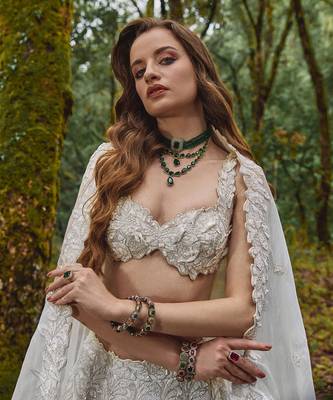 White embroidery Organza Lehenga Set 4