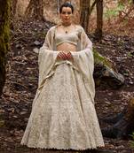 White embroidery Organza Lehenga Set