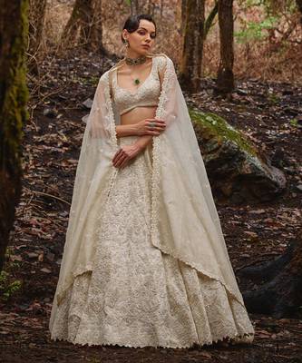 White embroidery Organza Lehenga Set 2