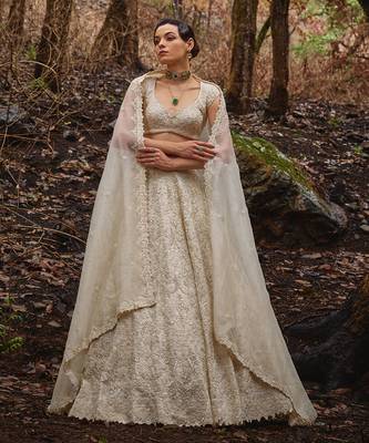 White embroidery Organza Lehenga Set 3