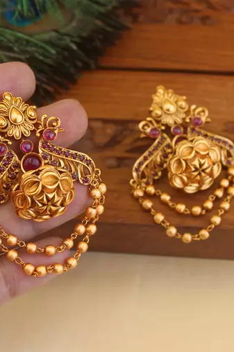 Premium matte finish peacock earrings