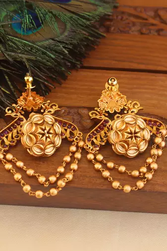 Premium matte finish peacock earrings