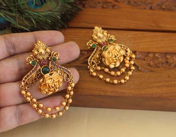 Premium matte finish peacock earrings 2