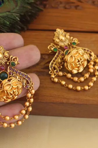 Premium matte finish peacock earrings