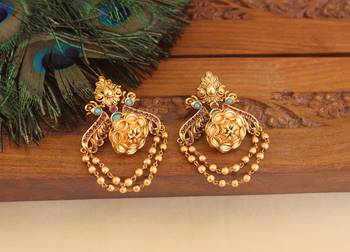 Premium matte finish peacock earrings 1
