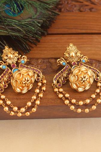 Premium matte finish peacock earrings
