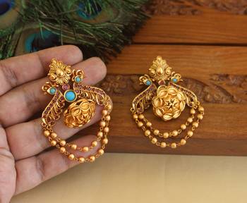 Premium matte finish peacock earrings 2