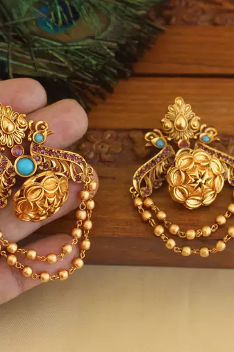 Premium matte finish peacock earrings