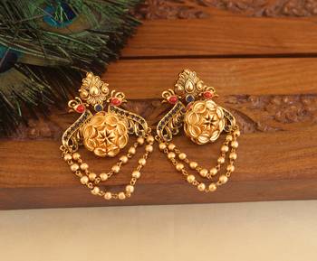 Premium matte finish peacock earrings 1