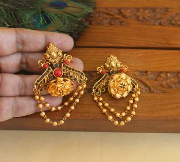 Premium matte finish peacock earrings 2