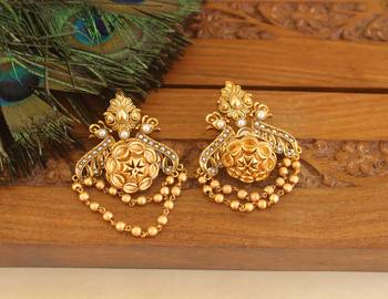Premium matte finish peacock earrings 1