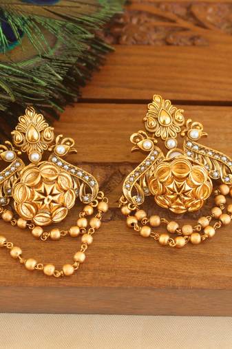 Premium matte finish peacock earrings