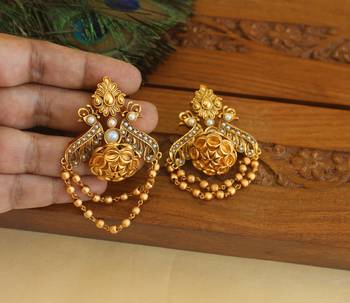 Premium matte finish peacock earrings 2
