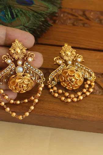 Premium matte finish peacock earrings