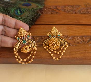 Premium matte finish peacock earrings 2