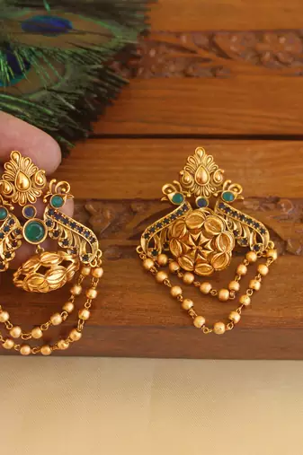 Premium matte finish peacock earrings