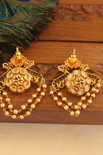 Premium matte finish peacock earrings