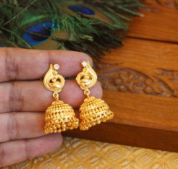 Designer gold plated peacock earrings 1