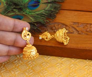 Designer gold plated peacock earrings 2
