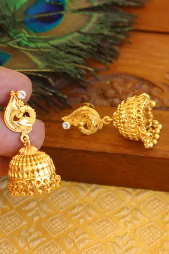 Designer gold plated peacock earrings