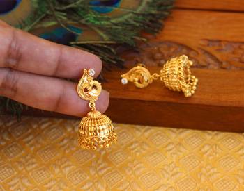 Designer gold plated peacock earrings 3