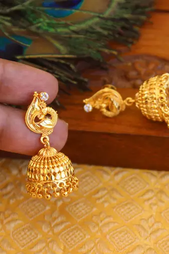 Designer gold plated peacock earrings