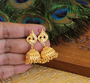 Designer gold plated peacock earrings 1