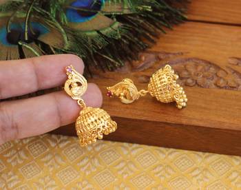 Designer gold plated peacock earrings 2