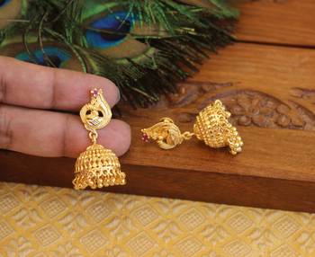 Designer gold plated peacock earrings 3