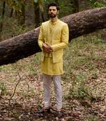 Mellow ascetic indowestern jacket set