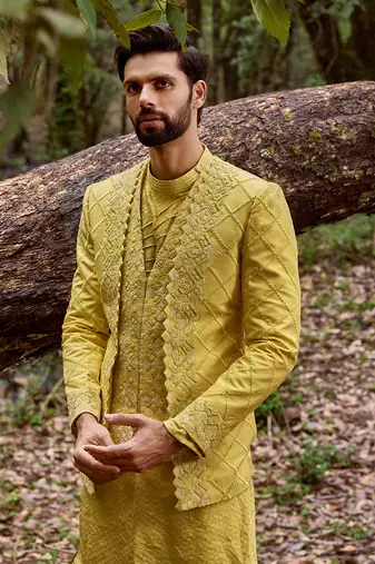 Mellow ascetic indowestern jacket set