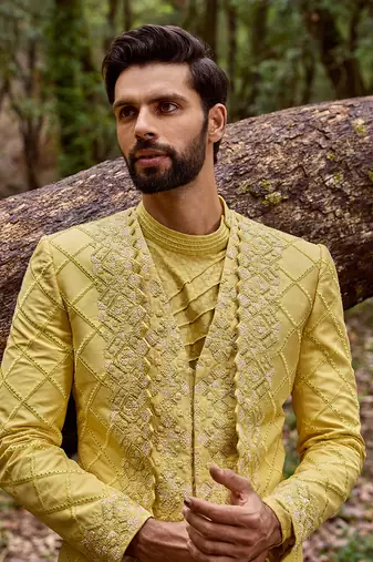 Mellow ascetic indowestern jacket set