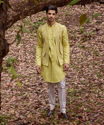 Mellow open jacket and vest set 1