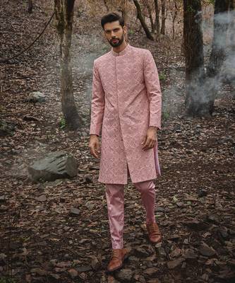 Pink anya sherwani set 1