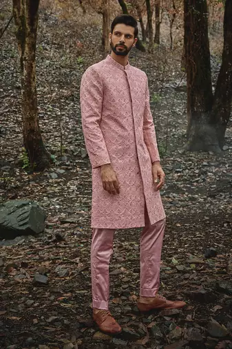 Pink anya sherwani set