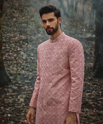 Pink anya sherwani set 3