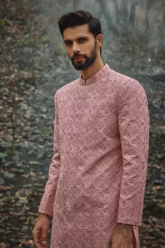 Pink anya sherwani set