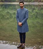 Carriben blue sherwani set