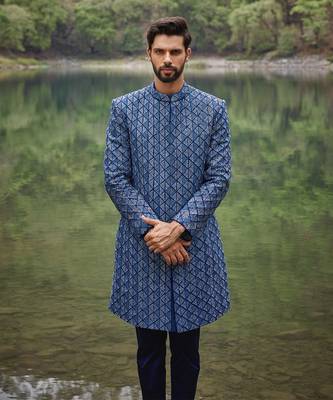 Carriben blue sherwani set 2