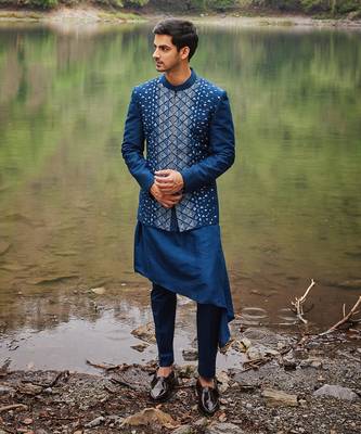 Carribean blue open jacket set 1