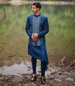 Carribean blue open jacket set