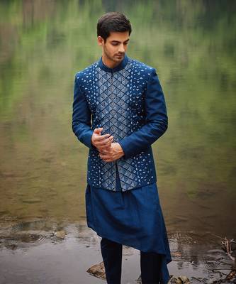 Carribean blue open jacket set 2