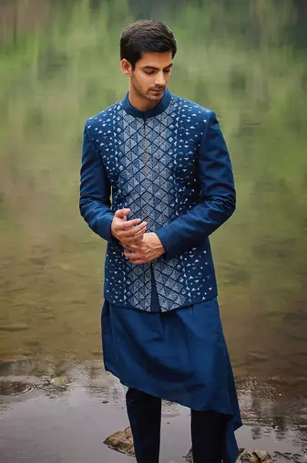 Carribean blue open jacket set