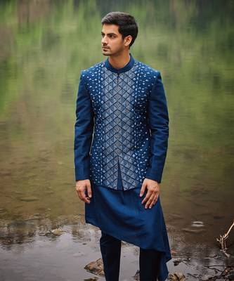 Carribean blue open jacket set 3