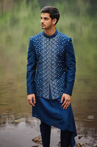 Carribean blue open jacket set