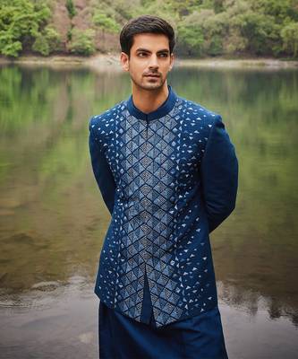 Carribean blue open jacket set 4