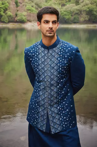 Carribean blue open jacket set