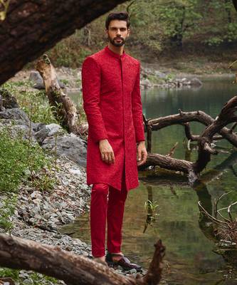 Red scarlet sherwani set 1