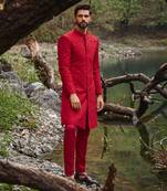 Red scarlet sherwani set